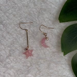 BNWT UO Pastel Pink Star and Moon Dangle Earrings